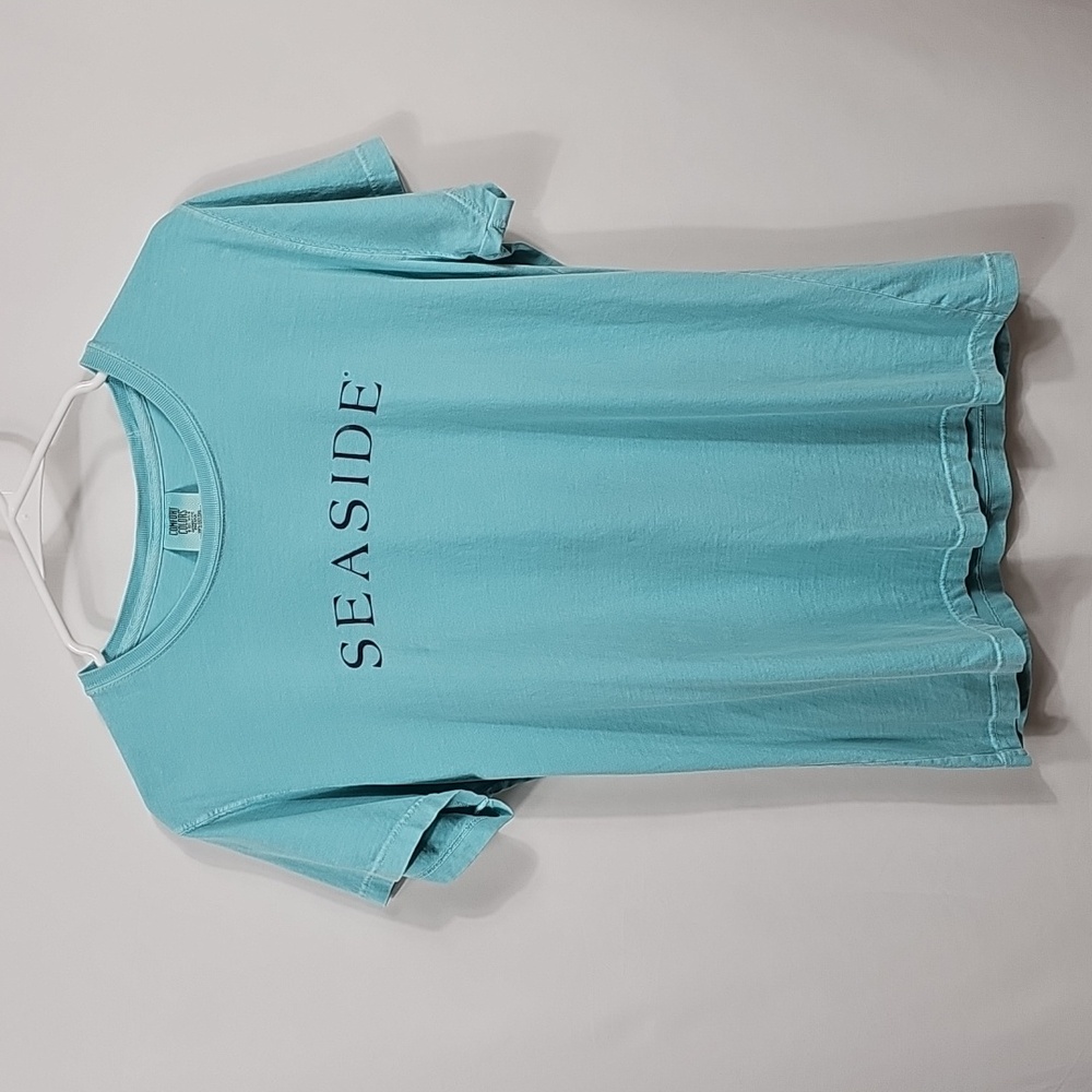 Comfort Colors Short Sleeve Blue Graphic T-Shirt Seaside L Crew Neck Unisex